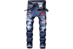 AITITIA Men's Ripped Regular Fit Jeans