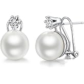 Han han Pearl Stud Earrings for Women 925 Sterling Silver, Pearl Jewelry Gift for Women 8MM-13MM