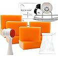 Kojie San Face & Body Shower Set - The Original Kojic Acid, Dark Spot Remover Bar Soap with Coconut & Tea Tree Oil – 65g x 8 Bars with Leafa Soap Net, Brush and Soap Dish