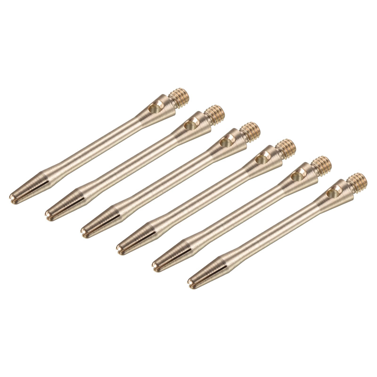 PATIKIL 45mm Aluminum Dart Shafts, Medium 2BA Thread Dart Stems Dart Accessories Throwing Fitting for Steel Tip - 6 Pack (Brass Tone)