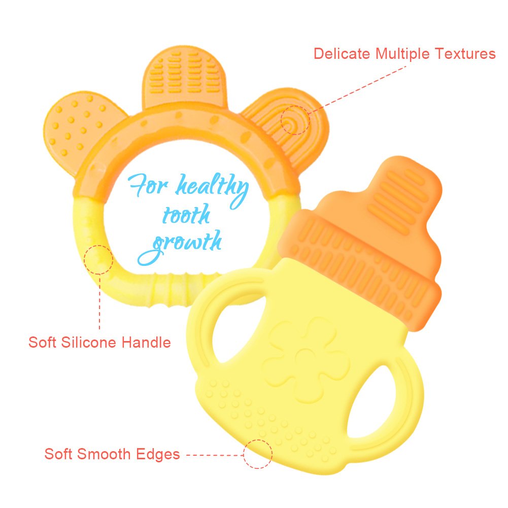 Amteker Massaggiagengive Refrigerante di Frutta, Bambini Dentizione Giocattolo, Baby Spazzolino da denti e Clip per Ciuccio da 3 a 12 Mesi Baby, Infant, Newborn