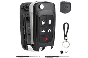 JJCHQ 5 Button Key Fob Shell Replacement for Chevy Cruze Camaro Impala Equinox GMC Terrain Buick Regal Lacrosse 2017 2016 2015 2014 2013 2012 2011 2010 OHT01060512 Keyless Entry Remote Flip Car Key Fob Case