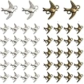 Opexicos 100Pcs Antique Silver Swallow Bird Charm Connector Bracelet Necklace Jewelry Making Handmade DIY