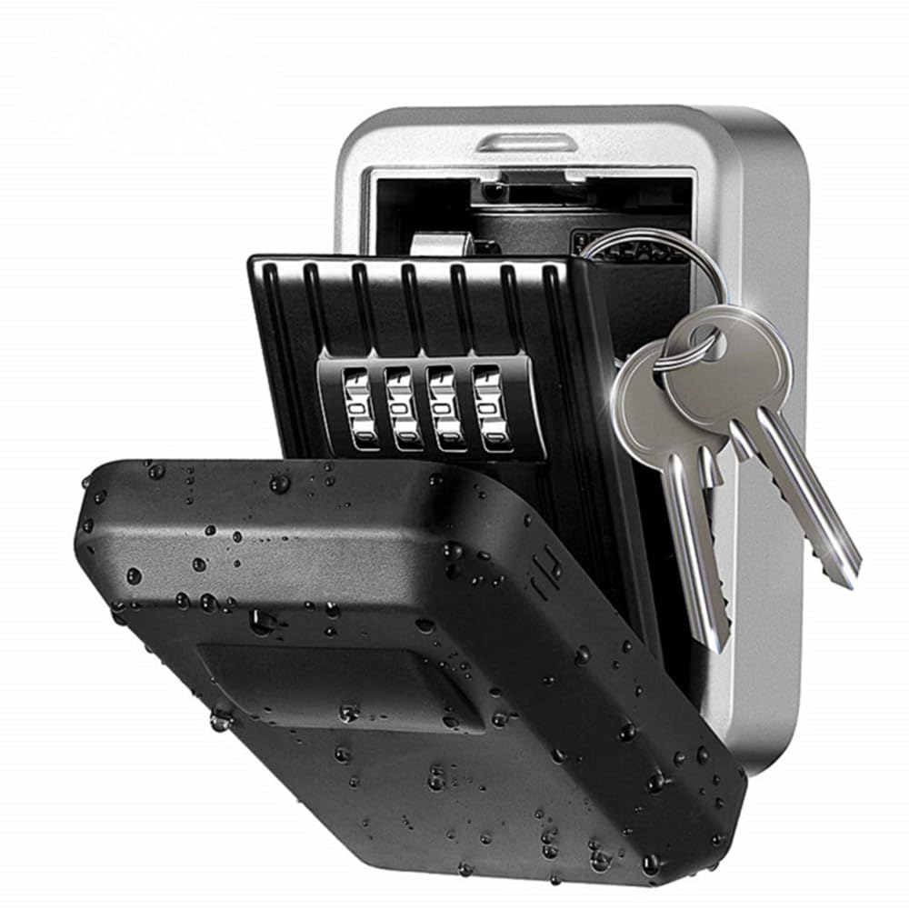 NUZAMAS Key Safe Lock Box Wall Mounted 10 Digits Combination 4-Digit Code, Heavy Duty Metal, Durable Outdoor Weather Resistant, To Share Keys, For Children After School, Holiday House