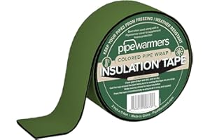 PipeWarmers The Original Colored Pipe Insulation Tape Indoor/Outdoor, Weather Resistant, Waterproof Insulation Tape, Keep Pipes Dry + Warm, Prevent Frozen Pipes Self-Adhering (2in X 11ft, Green)