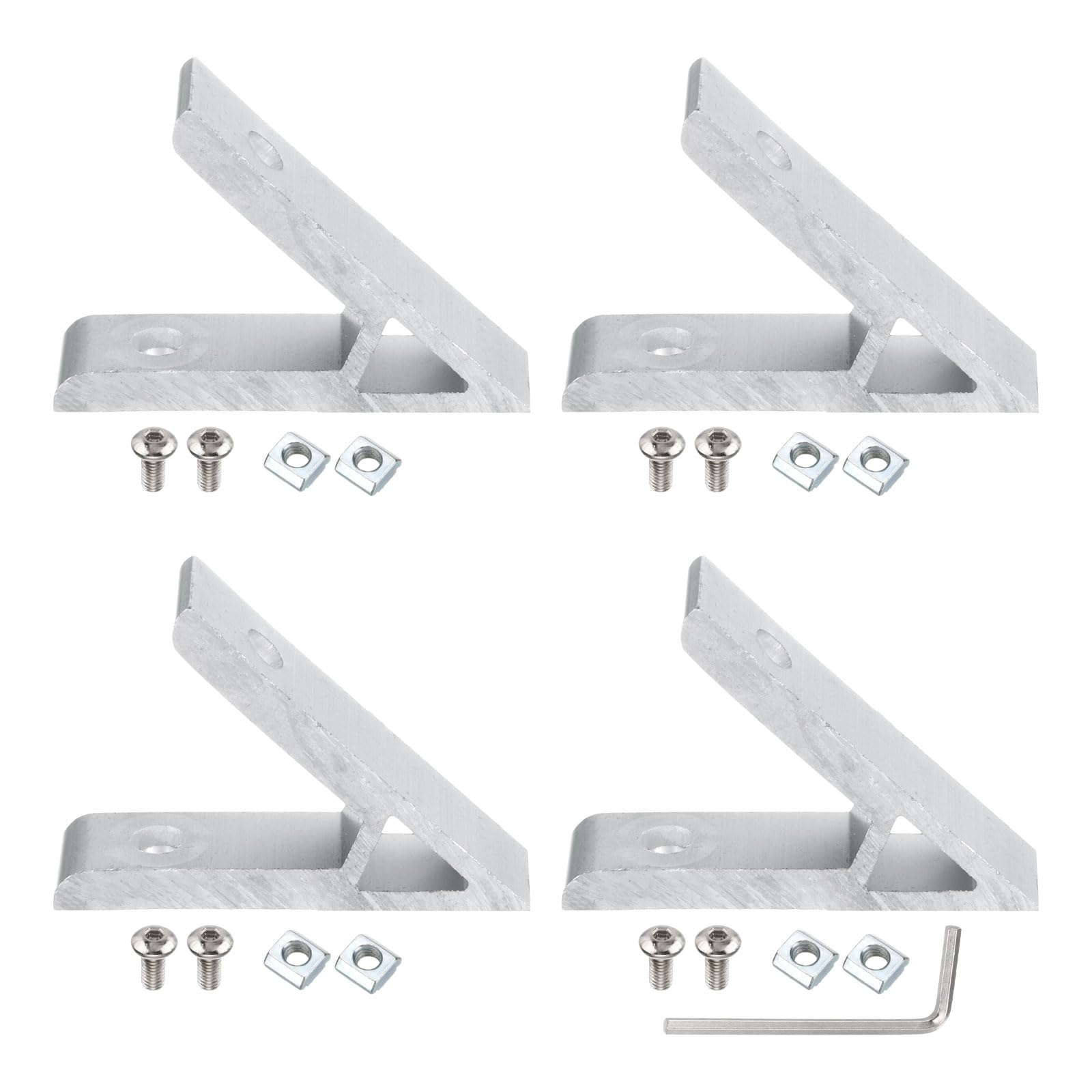 PATIKIL 45 Degree Angle Corner Brackets, 1 Set 2.32x0.55 Inch Aluminum Extrusion Profile Accessories Corner Brace Joint Connectors for 2020 Series (Silver)