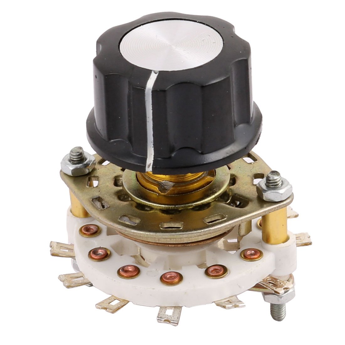 Sourcingmap KCX 2 Pole 5 Position 12 Terminal Band Channel Rotary Switch Selector Round Cap