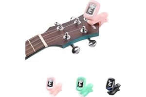 AXLOFO® Clip On Guitar Tuner For All Instruments, Ukulele, Guitar, Bass, Mandolin, Violin, Banjo, LCD Display, 360 Degree Rotating, Fast & Accurate (pink)
