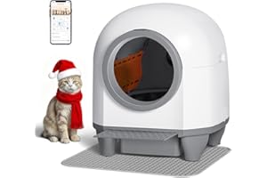 GUNJI Automatic Self-Cleaning Litter Box, 90L Large Capacity for Multiple Cats - APP Controlled with Safety Protection, Included Litter Mat & 1 Roll Garbage Bags (Gray)