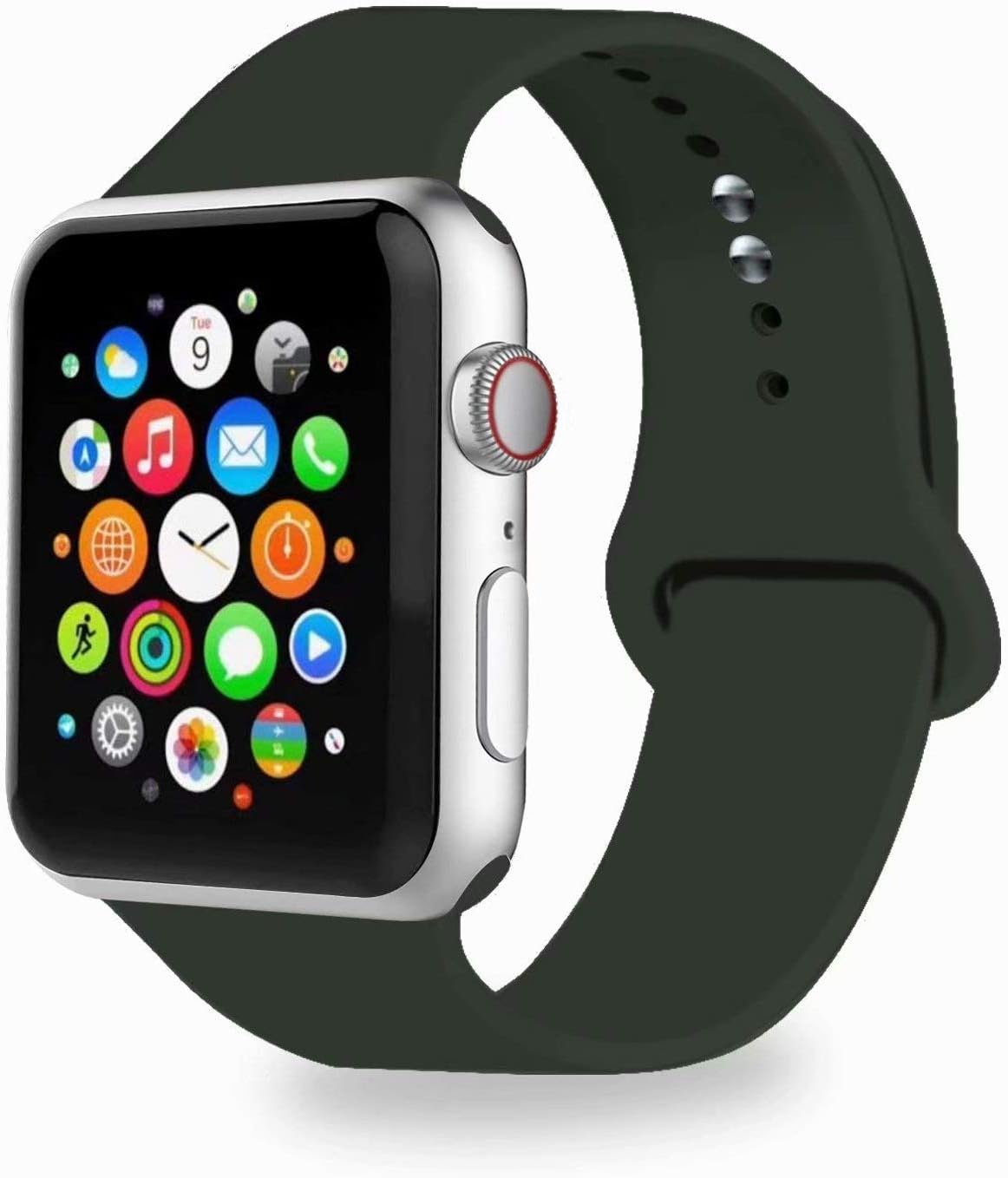 Oboe 42/44mm Silicone Smart Sport Watch Band Breathable Strap Compatible with Apple Watch iWatch Series 6/5/4/3/2/1 (Olive)