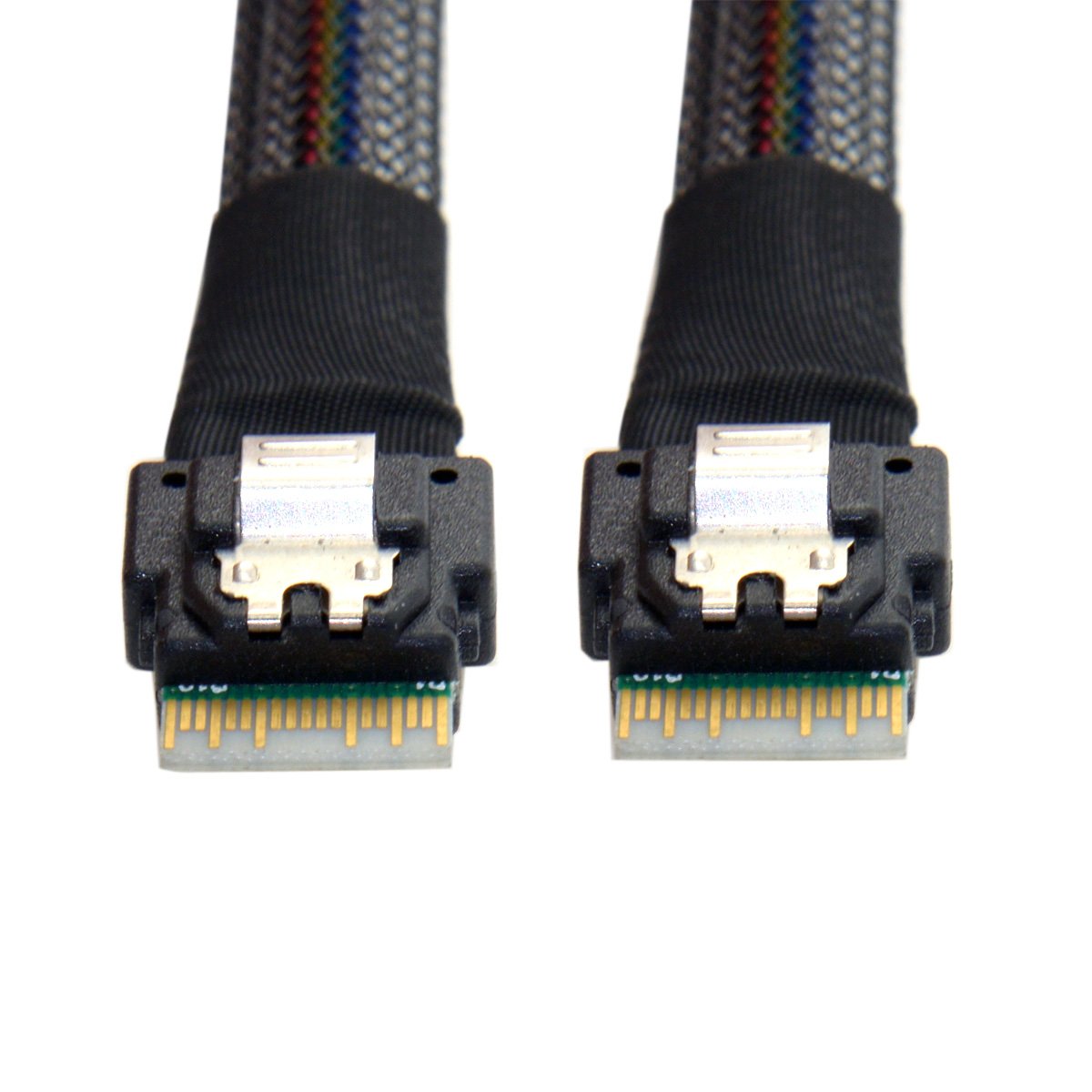 cablecc Slim Line SAS 4.0 SFF-8654 4i 38pin Host to SFF-8654 38pin Target Raid Cable 50cm