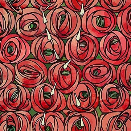 Loome Charles Rennie Mackintosh Design Fabric Teardrop Roses By