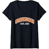 Womens Retro Oregon State Souvenir OR Athletic Sport V-Neck T-Shirt