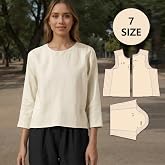 Sewing Patterns for Women's Linen Blouse in 8 Sizes（XS-4XL）, Beginner Sewing kit for Women's Clothing, Multi-Size, Gift for Sewing Enthusiasts. The kit Includes Full-Color HD Step-by-Step tutorials