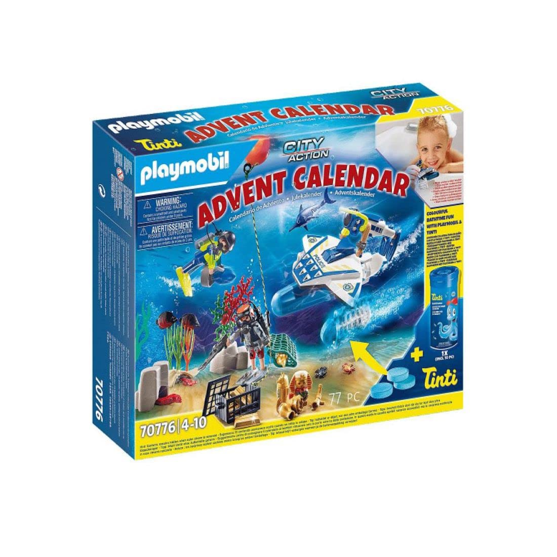 Playmobil 70776 Advent Calendar Bathtime Fun Police Diving Mission, Fun Imaginative Role-Play, PlaySets Suitable for Children Ages 4+