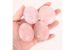 Orientrea Rose Quartz Palm Stone-4 Pcs Rose Quartz Plam Stone Pocket Energy Stone, Smooth Rose Quartz Healing Crystal and Worry Stones