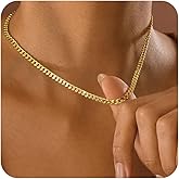 Gold Cuban Chain Necklace for Women, Trendy 14K Gold Plated Dainty Chunky Necklace Adjustable Cuban Link Chain Choker Necklace for Men Fashion Jewelry Best Gifts for Birthday Christmas Thanksgiving