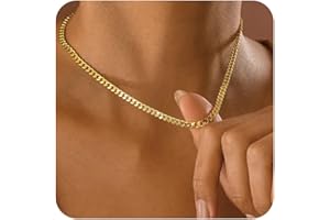 THE CITY Gold Cuban Chain Necklace for Women,14K Gold Plated Dainty Chunky Necklace Adjustable Cuban Link Chain Choker Necklace for Women Trendy Fashion Jewelry Best Gifts for Birthday Christmas Thanksgiving