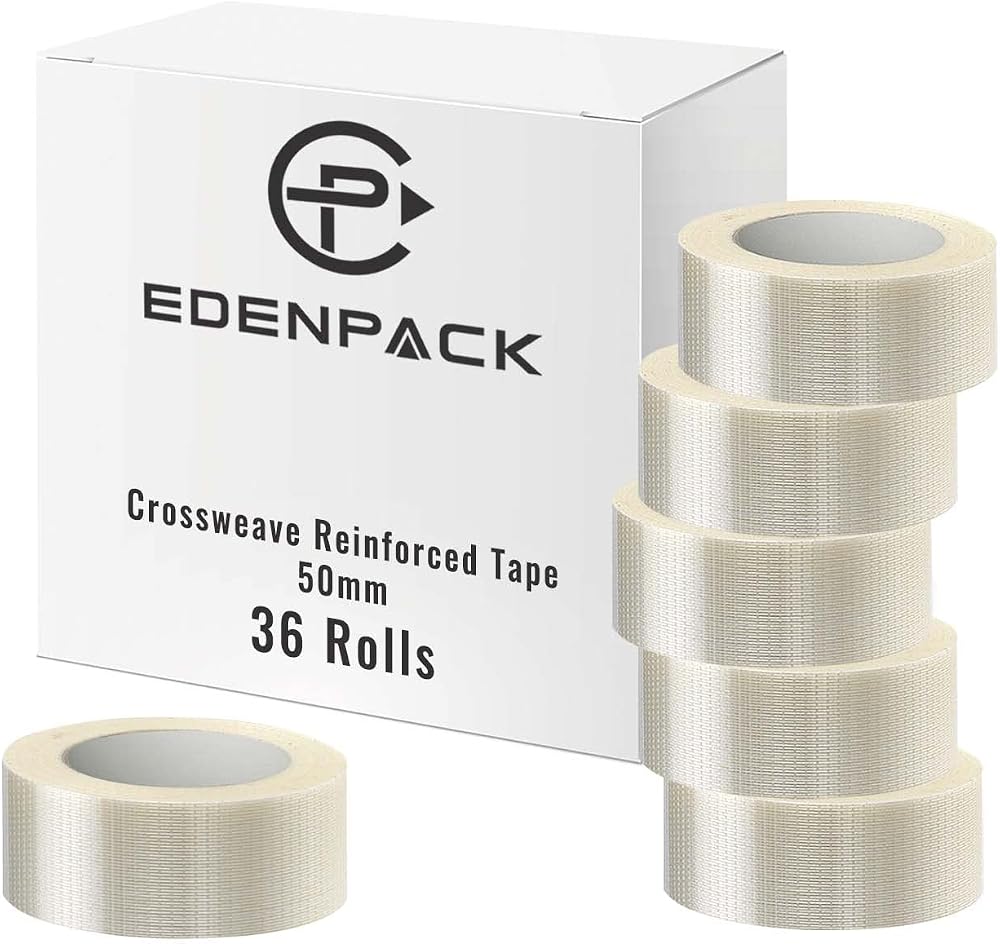 Edenpack 36 Rolls Extra Strong Crossweave Tape 50MM x 50M Bi-Directional