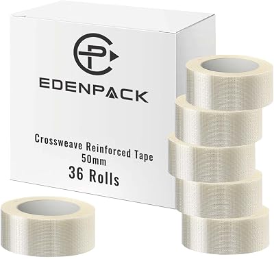 Edenpack 36 Rolls Extra Strong Crossweave Tape 50MM x 50M Bi-Directional