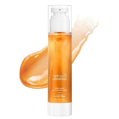 Glitter Sunscreen SPF50-Sun Shield Body Glow-Broad Spectrum Water Resistant Moisturizer-Lightweight Shimmer for Beach & Daily Use-Anti Wrinkle Prevent Sunburn&Taning