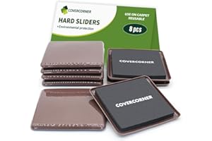 COVERCORNER Furniture Sliders for Carpet 8 PCS - 5 inch Furniture Moving Slider Chair Legs Floors Protectors Square Furniture Movers Sliders – Move Your Furniture Easy & Safely(for Carpet)-Brown