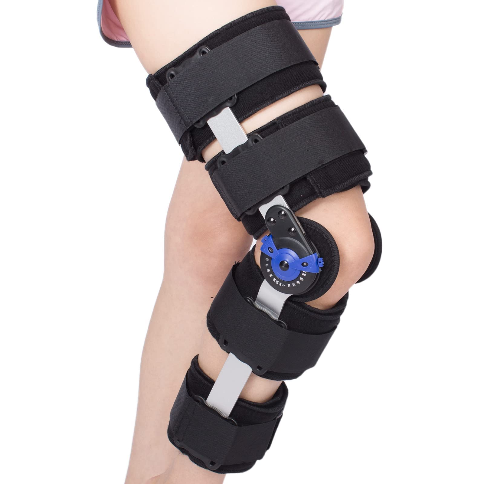 Tairibousy Hinged Knee Brace ROM Post Op Knee Immobilizer Adjustable with Side Leg Stabilizers for Men and Women for Meniscus Tear, Arthritis, ACL, PCL, Osteoarthritis, Orthopedic Rehab (Black)