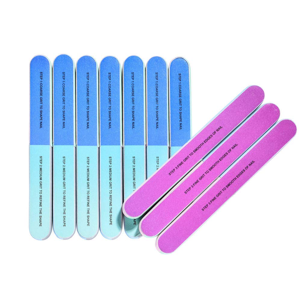 10 PCS IFUNSON Professional 7 Way Nail File and Buffers for Women Girls, Emery Boards, Manicure Tools : Beauty