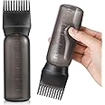 Pimoys Root Comb Applicator Bottle 6 Ounce, Oil Applicator for Hair Dye, Hair Oiling Bottle Brush with Graduated Scale, Black