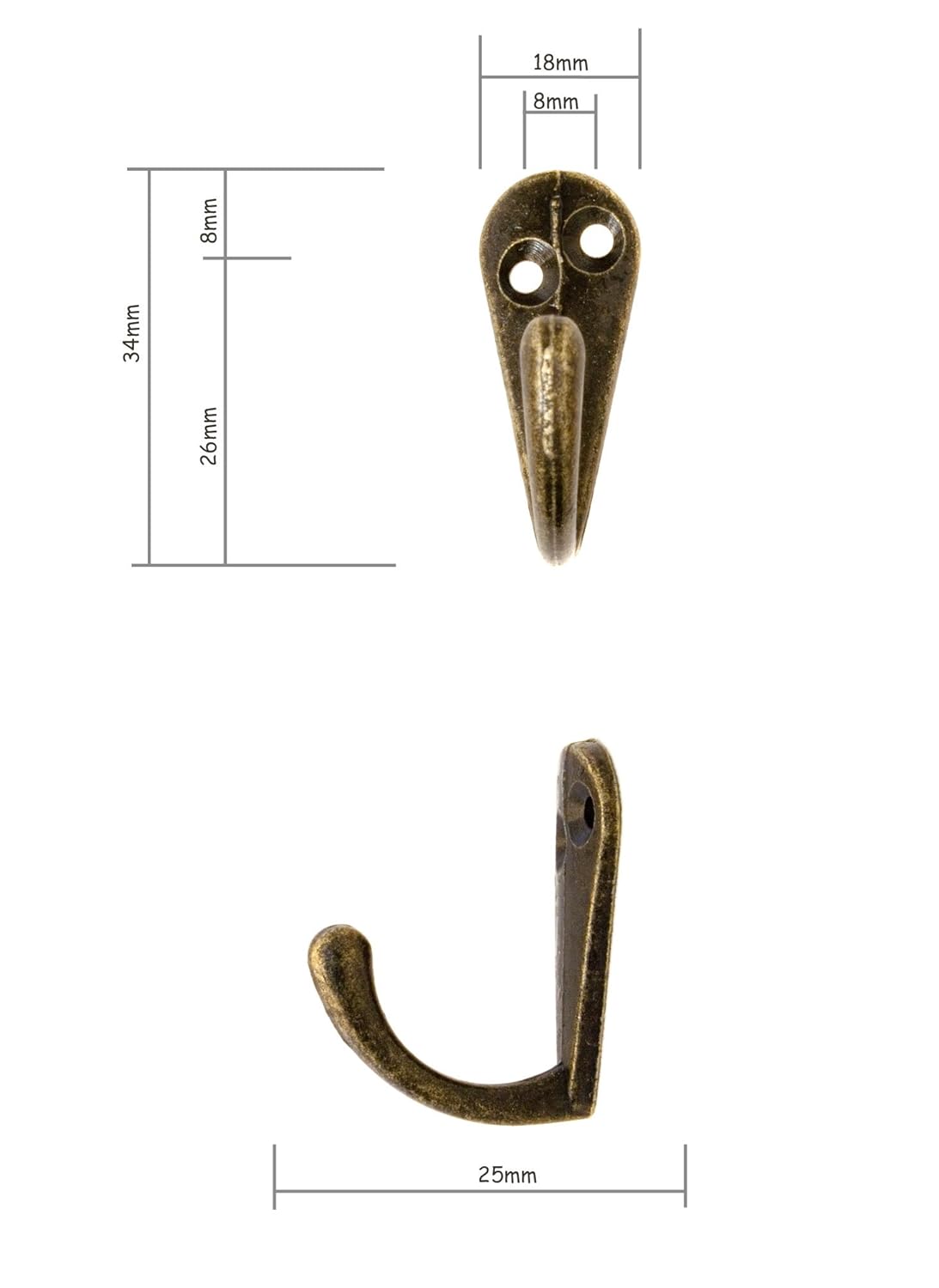 Ganci Appendiabiti In Metallo Massiccio Bronzo Antico - Set Di 5 Pezzi Per Parete, Asciugamani E Vestiti - Foto 11
