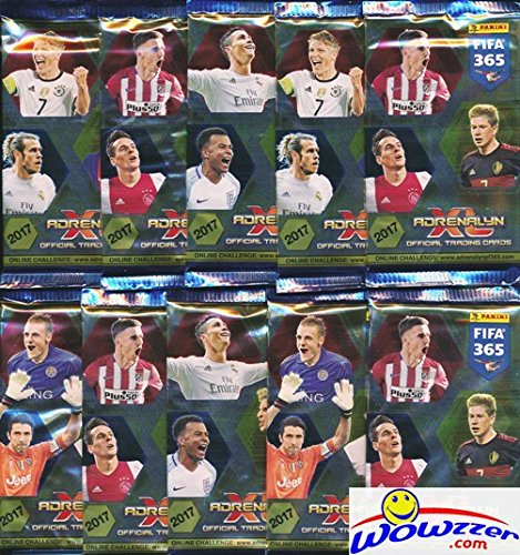 2017 Panini Adrenalyn XL FIFA 365 Lot of TEN(10) Factory Sealed Booster Packs with 60 Cards! Look for Top Stars including Ronaldo, Lionel Messi, Neymar Jr. & Many More! Loaded! Imported from Europe!
