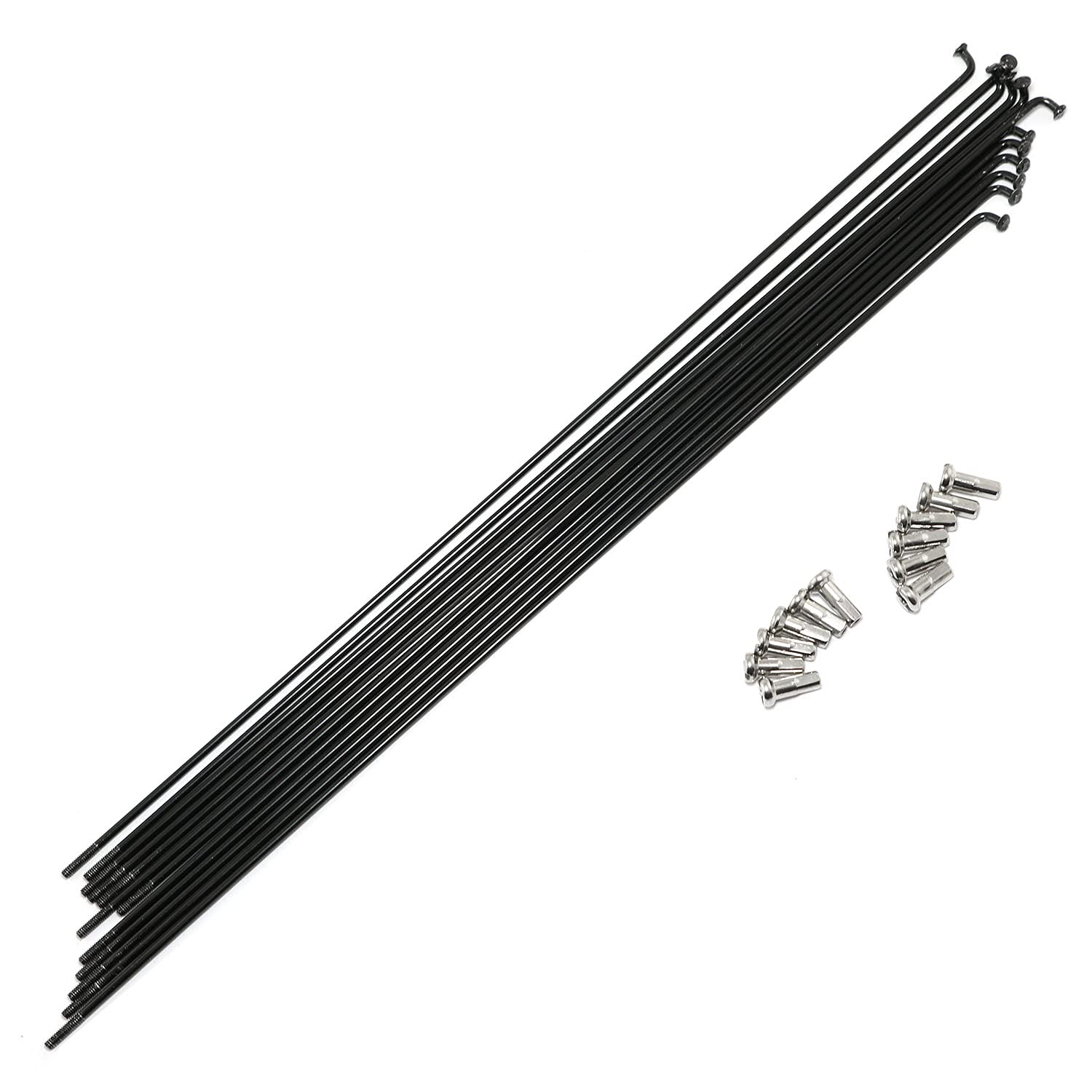 Photo 1 of Pro Bamboo Kitchen 12pcs Black 304 Stainless Steel Spokes and Nipples 260mm Mountain Bike/Road Bike 14G Spokes with 12mm Copper Cap
