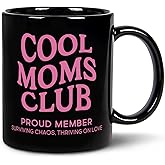 Shqiueos Cool Moms Club Mug 11oz, Funny Mom Birthday Gifts for Women, New Mom Gift First Time, Mother’s Day Valentines Gifts for Mama Wife Sister Daughter Best Friend, Pregnancy Coffee Cup