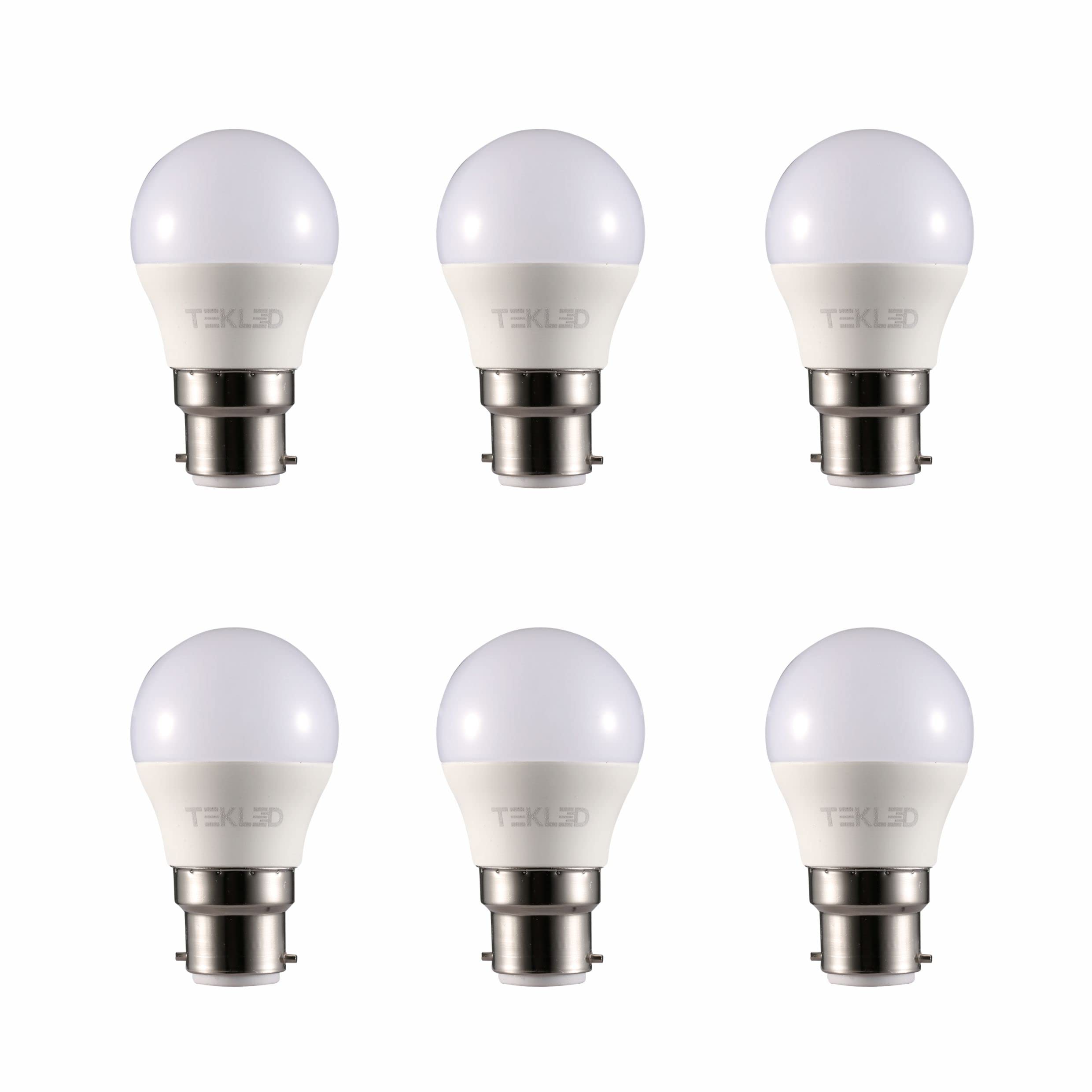 TEKLED® G45 Golf Ball LED Bulbs | B22 Bayonet Cap | Energy Saving 5W Light Bulb 40W Incandescent Bulb Equivalent | 4000K 400LM NONDIMMABLE | 6-Pack | Cool White