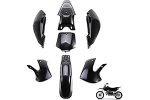 Fancemot Dirt Bike Plastics Kit – Heavy-Duty ABS Fender Fairing Kit Compatible with Kawasaki KLX110 2004-2012, KX65 2000-2013, Suzuki DRZ110 2003-2005 – Thicker Plastic Body Panels (Black)