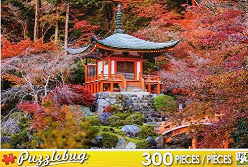 PuzzleBug 300 Piece Puzzle ~ Red Autumn Leaves and Temple, Japan