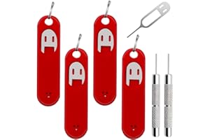 IOUALEY 6 Pack SIM Card Removal Tool, Sim Card Tray Opening Tool Eject Pins Needle Opener Ejector Compatible with All iPhone Apple iPad HTC Samsung Galaxy Cell Phone Smartphone Watchchain Link Remover, Red