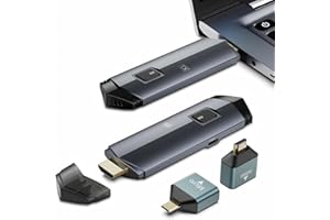 CAREGO 2025 Upgraded Wireless HDMI Transmitter and Receiver 4K, Portable Wireless HDMI Extender Kit 100FT, 2.4G/5G Plug & Play, Streaming from Laptop/PC/TV Box/Camera to Monitor/Projector/HDTV (Black)