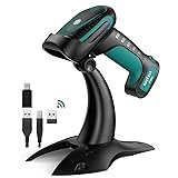 Wireless Barcode Scanner with Stand, Industrial 1D