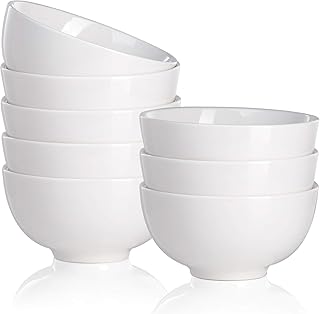 MALACASA, Serie Regular, 8 tlg Set Cremeweiß Porzellan Müslischale Dessertschale Suppenschale Suppenschüssel Schale Set Schüssel Salatschüssel Müslischalen