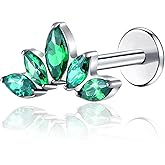 ENONTY Threadless Labret Studs Push-in Colorful CZ Labret Cluster Tragus Helix Conch Lobe Rook Cartilage Push Back Sleeper Piercing Jewelry Earring Stud 1pcs 16G 18G G23