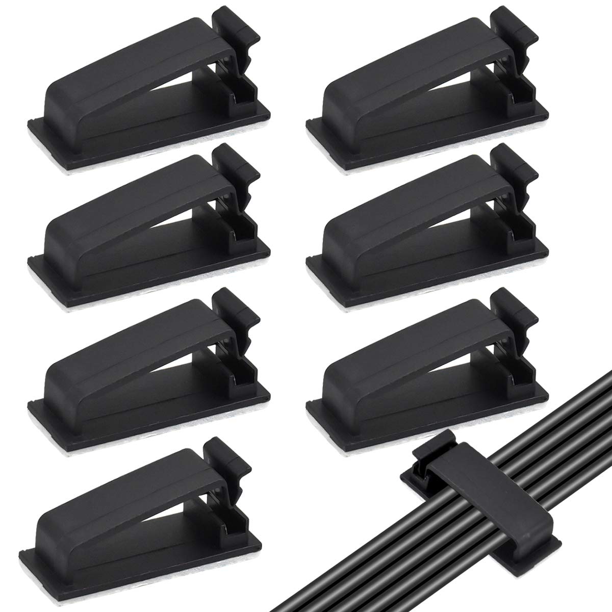Dokpav 50PCS Self Adhesive Cable Clips, Cable Drop Wire Holder, Ethernet Cable Clips, Cable Management, Wire Clips, Wire Cord Holder for TV PC Laptop Ethernet Cable Desktop Home Office - Noir