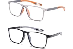 JOON-joon Reading Glasses Men 2 Pairs Sports Style Comfortable and Flexible Blue Light Blocking Readers for Men