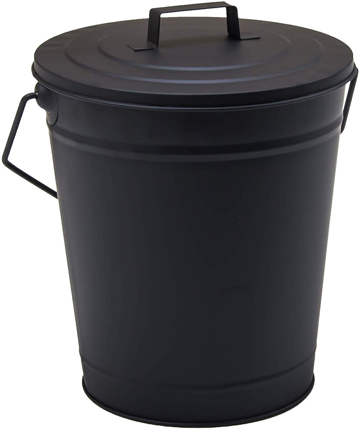 Fire Vida Ash Bucket Coal Wood Carrier Holder With Lid, Black