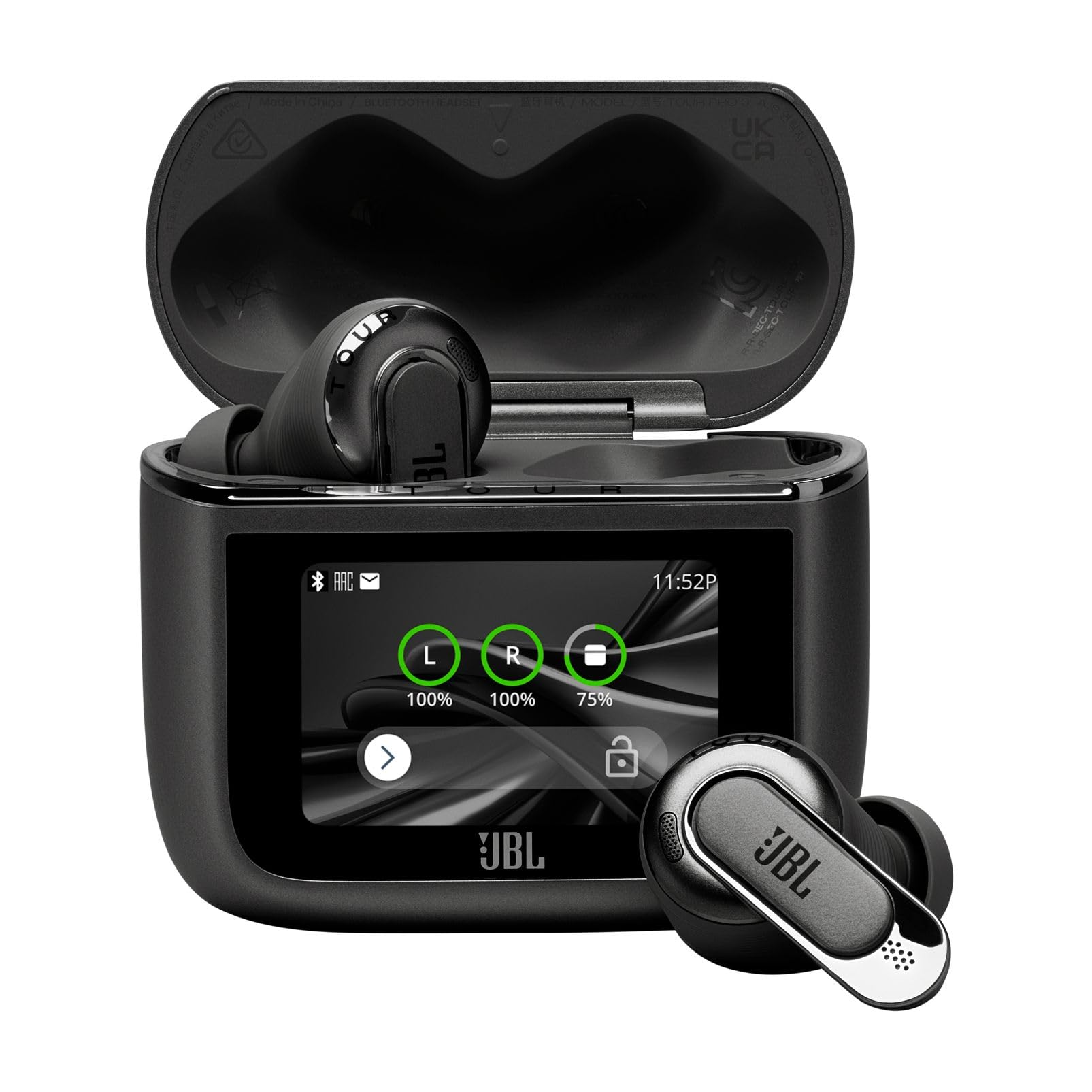 JBL Tour Pro 3, Auricolari Bluetooth True Wireless con Custodia di Ricarica Intelligente, Autonomia 40 ore, Cancellazione Adattiva del Rumore e Suono JBL Spatial 360 con Head Tracking, Nero