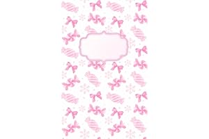 Winter aesthetic preppy pink ribbons, snowflakes & candy lined journal: Soft girl cozy winter holiday coquette blank notebook