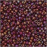 Toho Seed Beads, Round 11/0 Semi Glazed, 8 Gram Tube, Rainbow Dark Red
