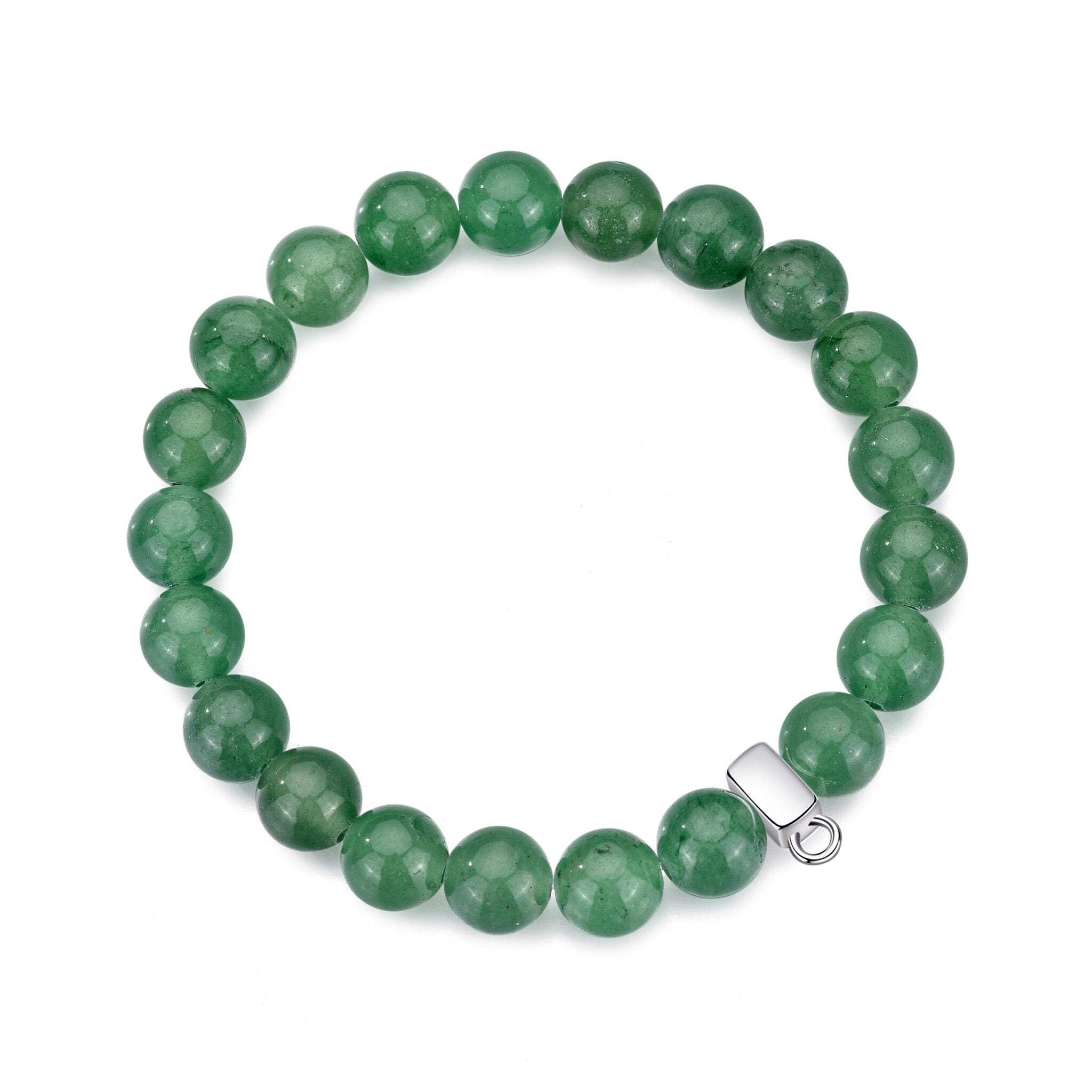 Philip Jones Green Aventurine Gemstone Charm Stretch Bracelet