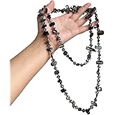 K-Elewon Colorful Irregular Beaded Long Necklace Bohemian Vintage Double-layer sweater chain Shell Beaded Long Necklace Boho Glass Beads Handmade Costume Jewelry for Women CH03