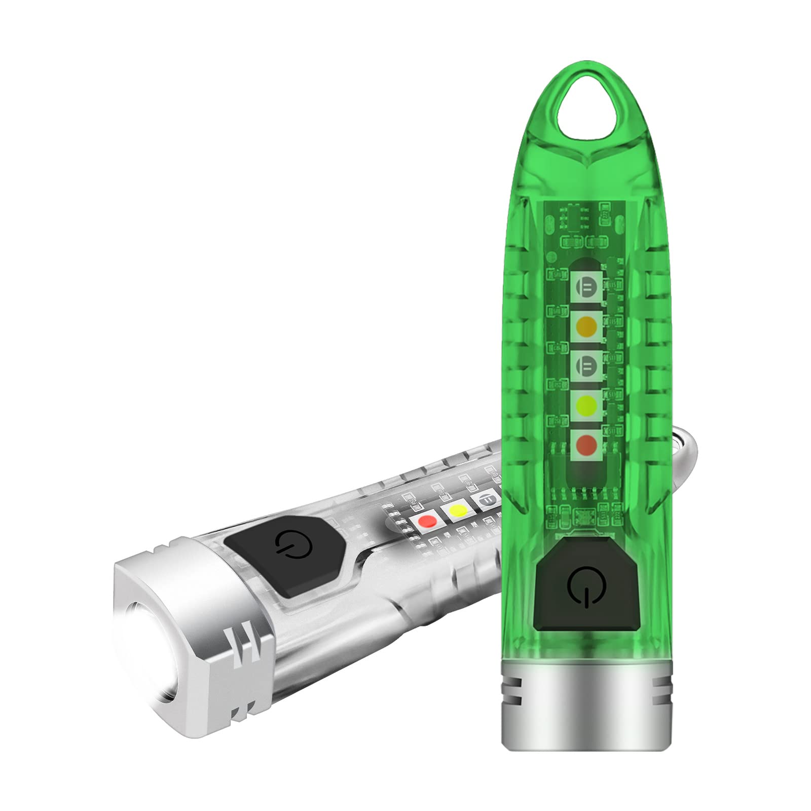 BORUIT V1 Small Torches LED Super Bright 400LM with UV Red Blue Yellow Side Light - Mini Rechargeable Powerful Keyring Flashlight, 12 Modes USB-C IPX6 Waterproof Pocket Torch
